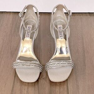 Badgley Mischka Womens Campbell Jeweled Ankle Strap Sandal Metallic Sz 11